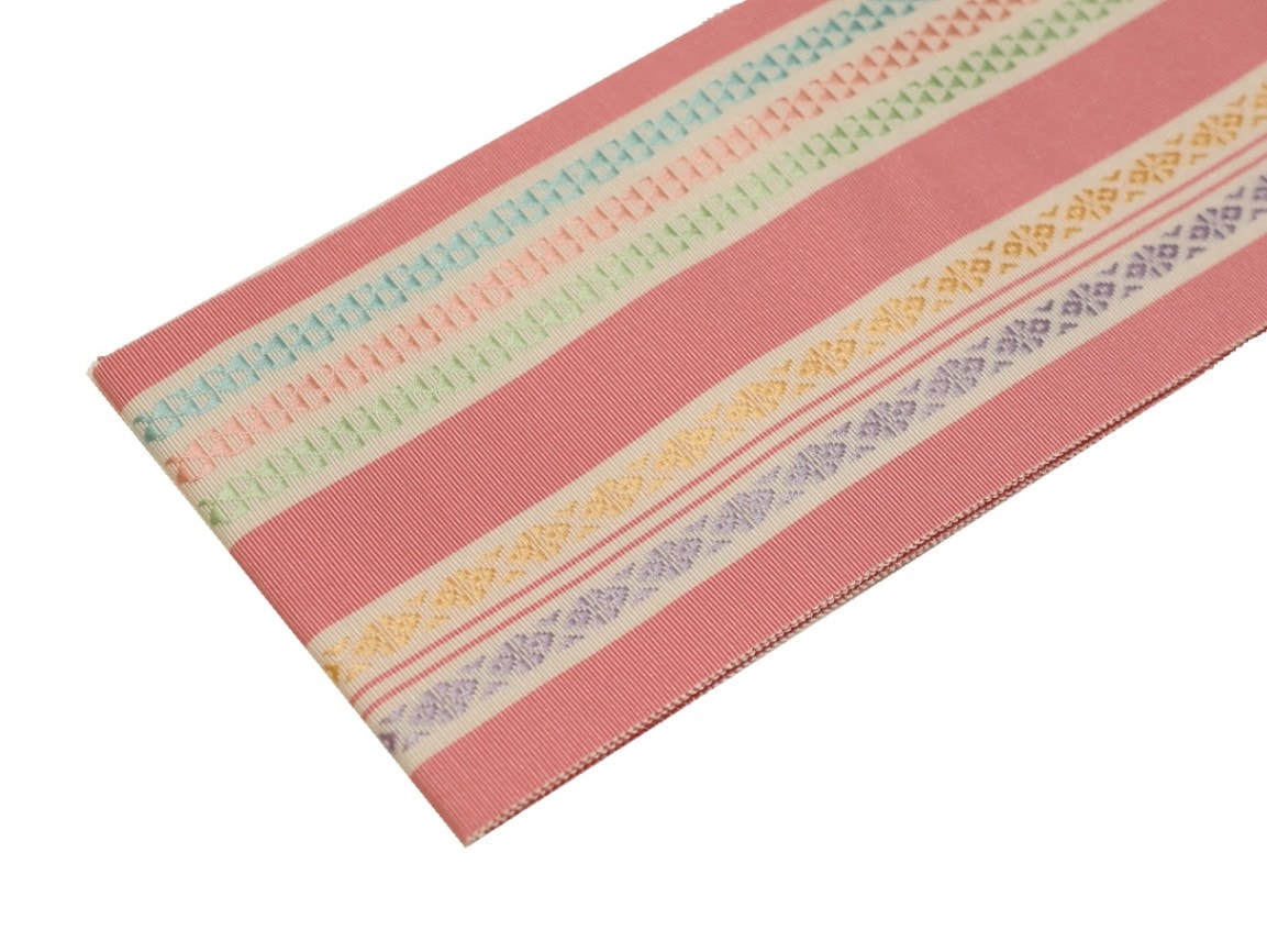 正絹博多織伊達締め「濃いピンク色の地に独鈷模様と鱗模様」 | 和装