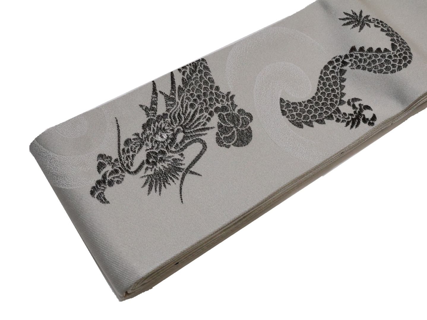 絹交織袋帯「灰白色の地に金色、銀色の菊の模様」 | 帯,帯(袋帯