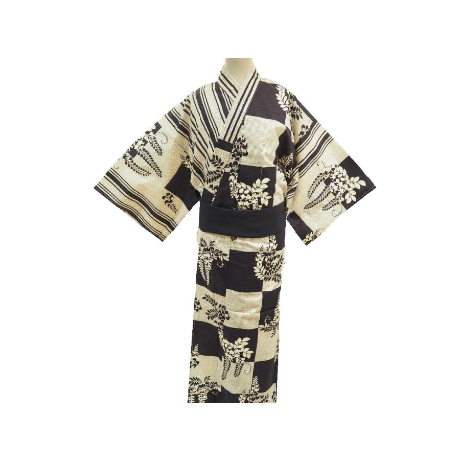 ねまき浴衣「濃紺色と灰白色の地に市松模様（№2500）」 | ゆかた,ね