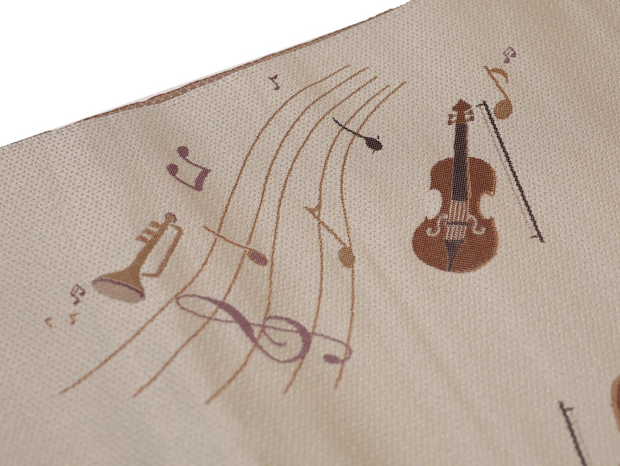 ポリエステル名古屋帯「ベージュ色の地に楽器と音符の柄」 | 帯,帯