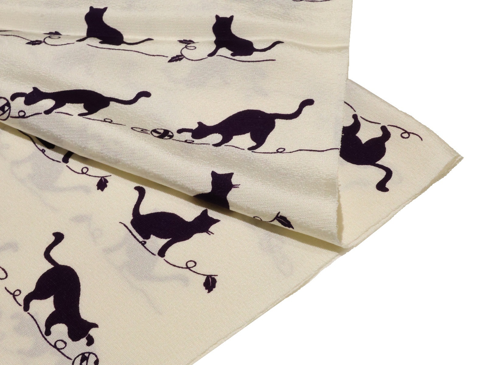 未着用　袋帯　黒猫　ステンドグラス　アール・ヌーヴォー　着物　073w d 新品 西陣織袋帯 ステンドグラスとクロネコ【綿芯御仕立付】猫