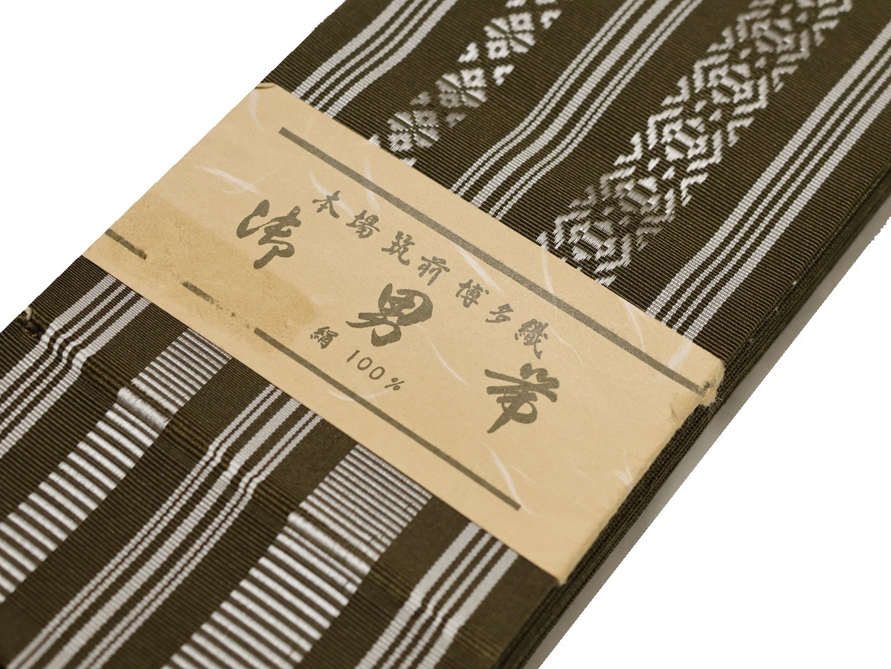 正絹博多織角帯「灰ウグイス茶色の地に博多献上模様」 | 帯,帯(角帯