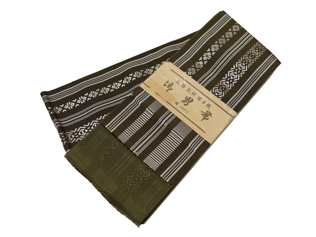 正絹博多織角帯「灰ウグイス茶色の地に博多献上模様」 | 帯,帯(角帯