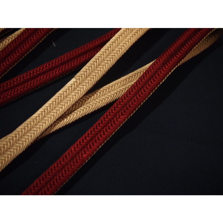 長尺正絹帯締め(冠組)「深いエンジ色と灰ベージュ色のリバーシブル