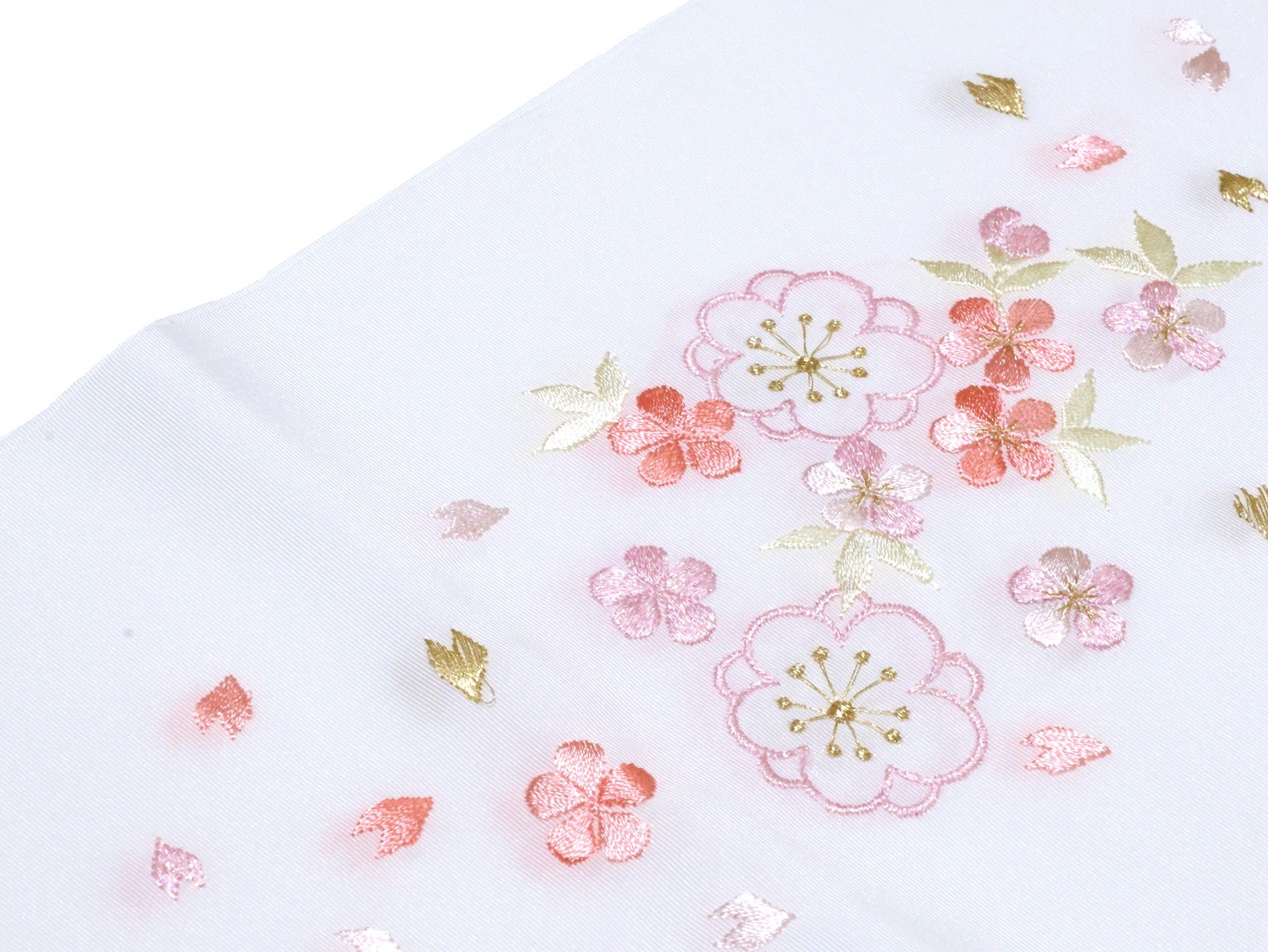 刺繍半衿「白地にピンク色の梅の刺繍」 | 半衿、伊達衿,半衿(刺繍