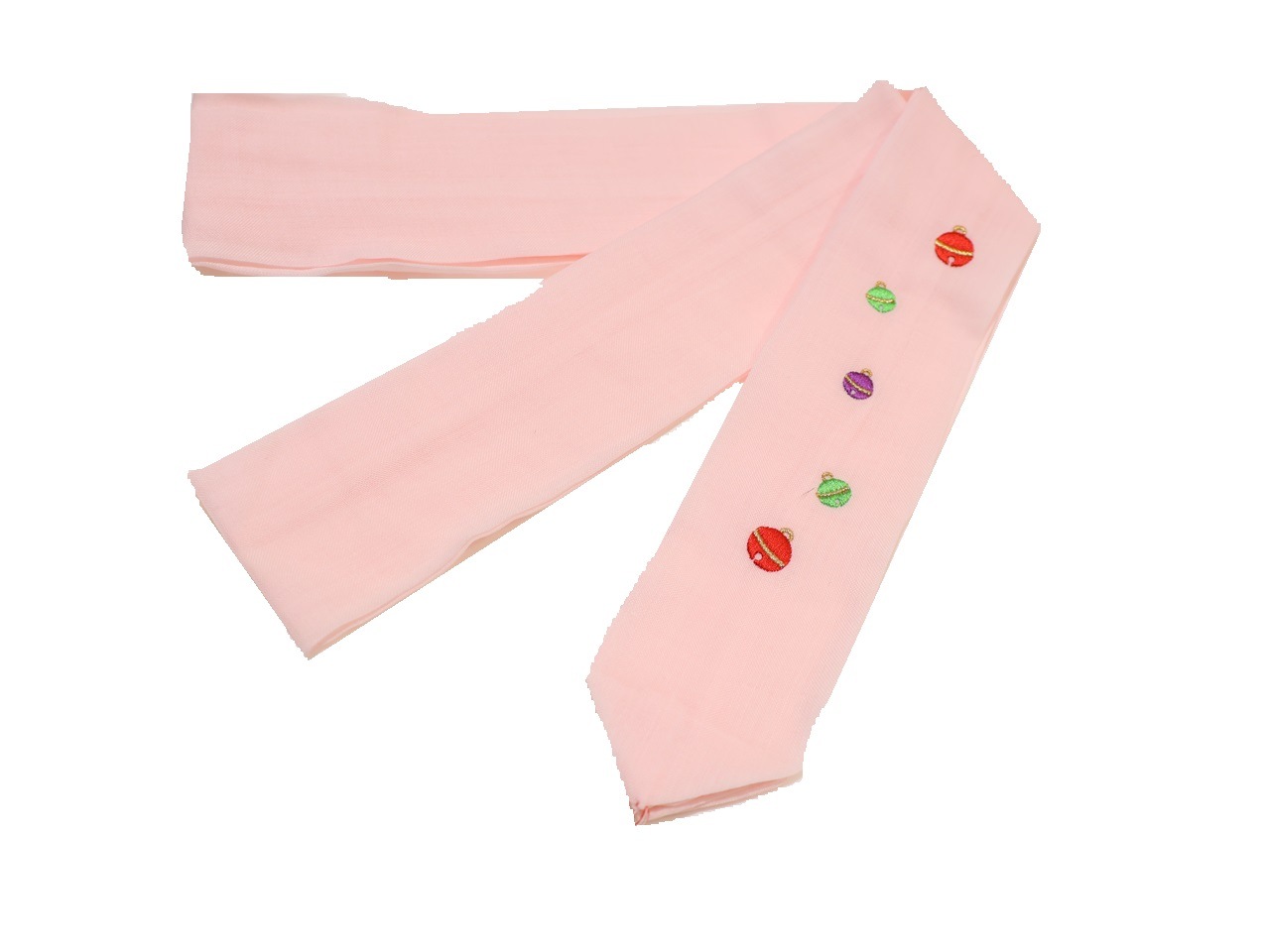 モスリン腰紐「ピンク色の地に鈴の刺繍」 | 和装着付け小物,腰紐