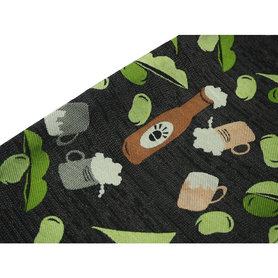 ポリエステル半幅帯「黒色の地にビールと枝豆の柄」 | 帯,帯(半幅帯