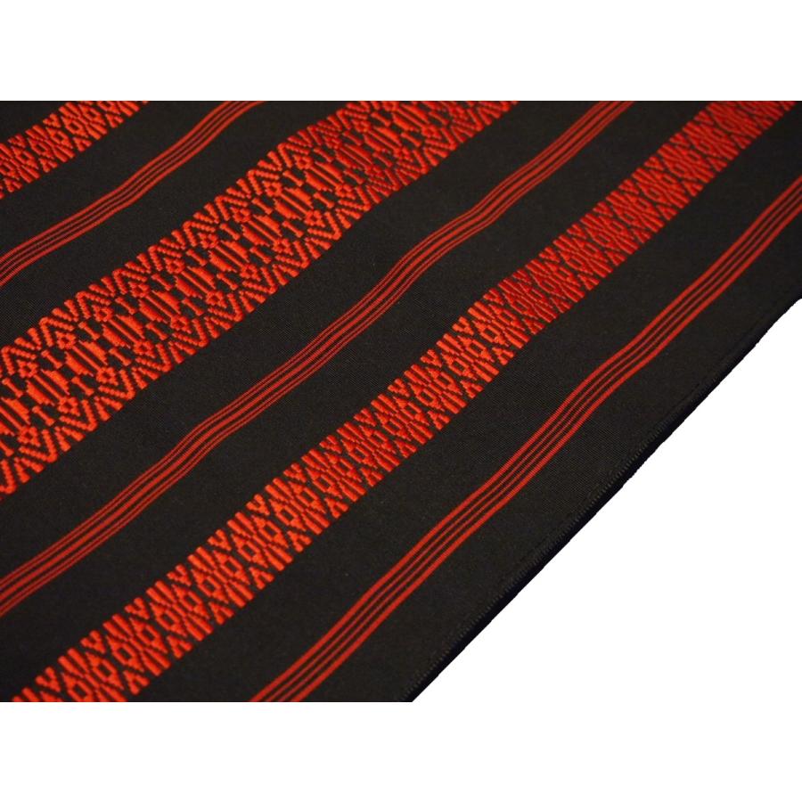 ポリエステル名古屋帯「黒色の地に朱色の博多献上模様」 | 帯,帯