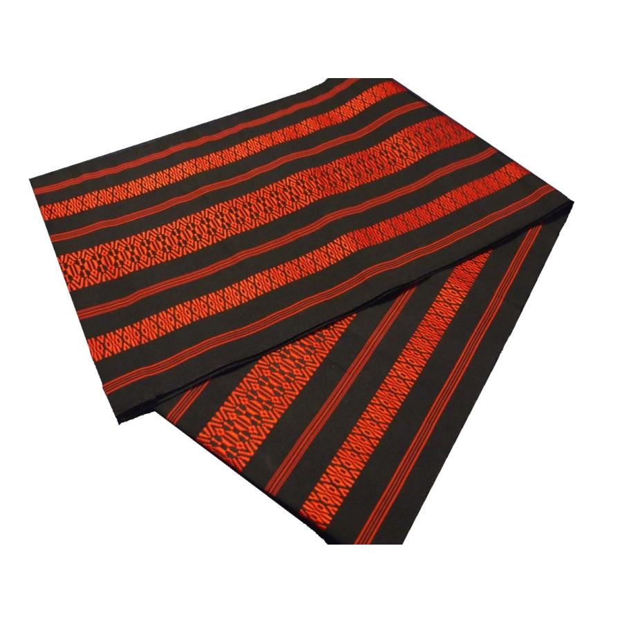 ポリエステル名古屋帯「黒色の地に朱色の博多献上模様」 | 帯,帯