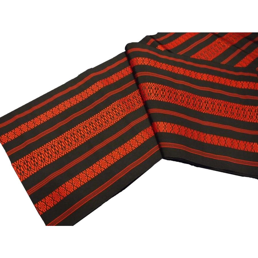 ポリエステル名古屋帯「黒色の地に朱色の博多献上模様」 | 帯,帯