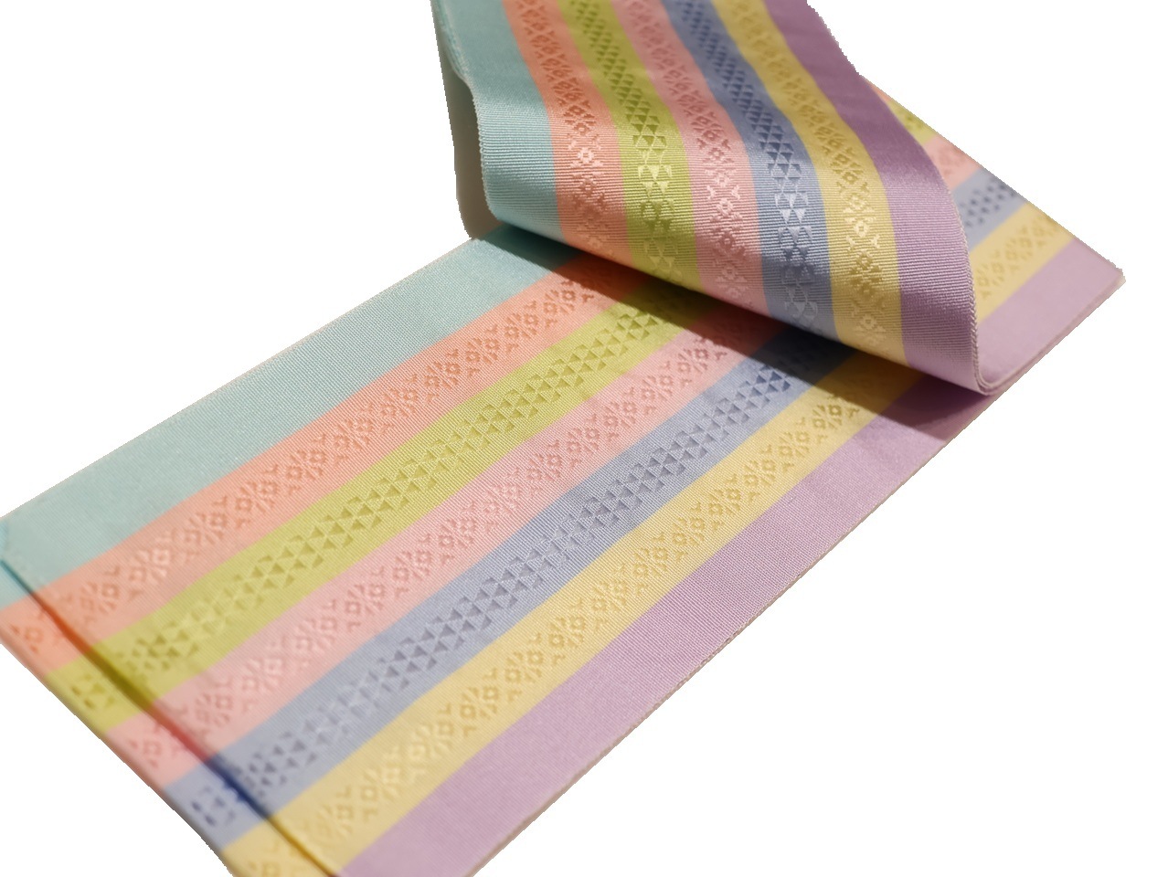 正絹博多織伊達締め(厄除け)「薄紫色、クリーム色、薄青色、ピンク、黄