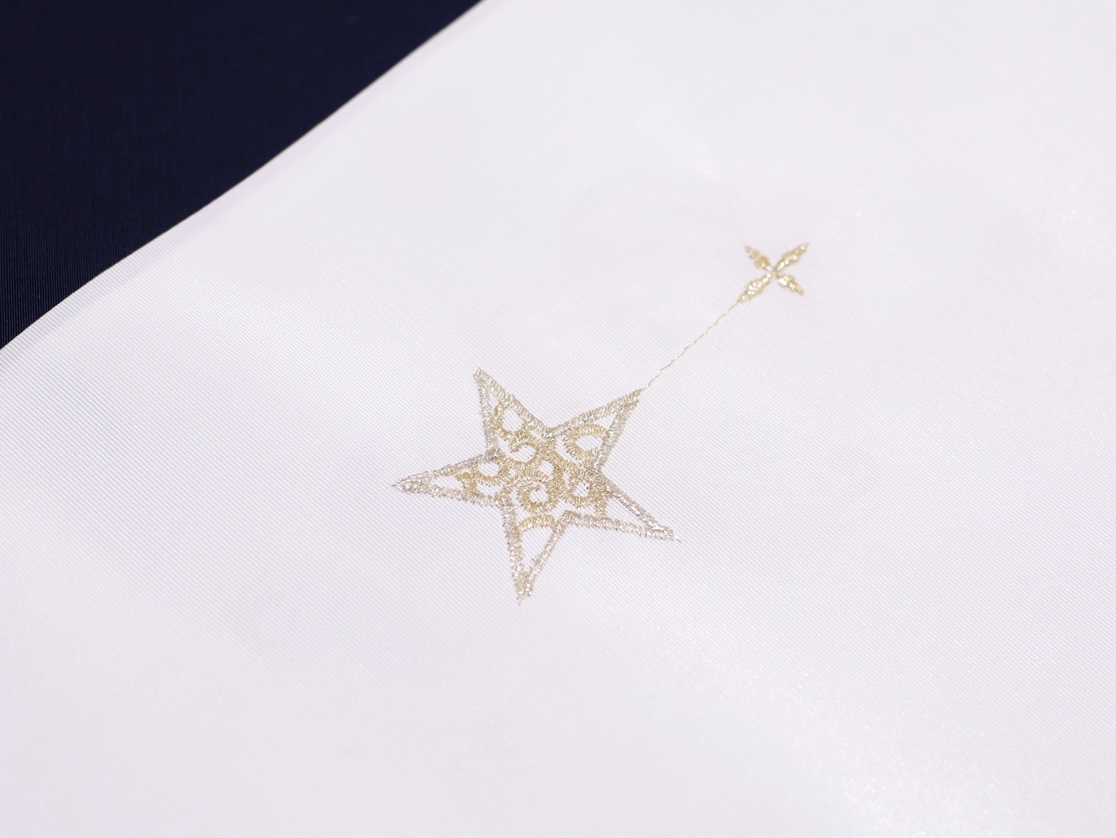 刺繍半衿「白色の地に金色と銀色の月と星の刺繍」 | 半衿、伊達