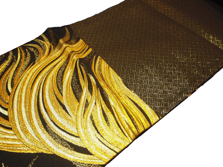 正絹袋帯「黒色の地に金色の馬毛の模様」 | 帯,帯(袋帯) | 新宿