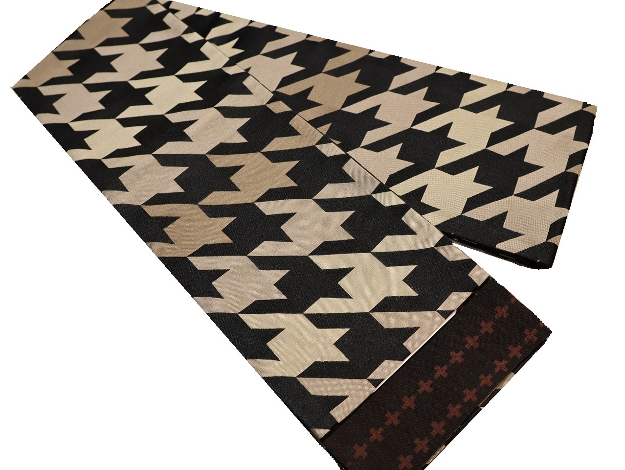 ポリエステル半幅帯「黒色の地に千鳥格子の柄」 | 帯,帯(半幅帯