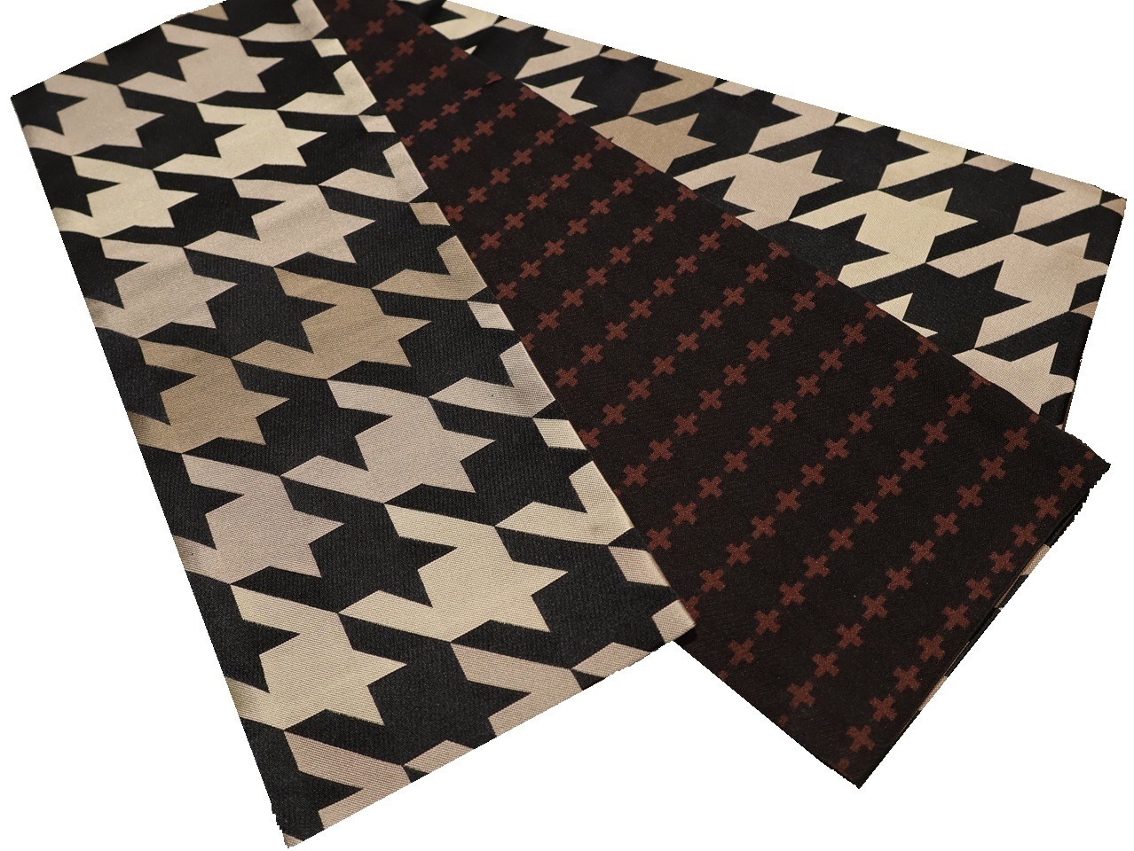 ポリエステル半幅帯「黒色の地に千鳥格子の柄」 | 帯,帯(半幅帯