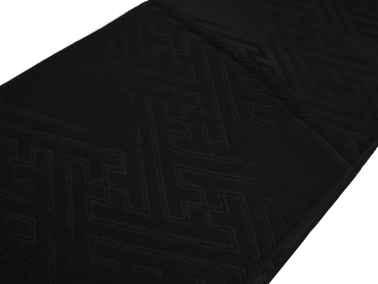 喪服用正絹帯揚げ「黒色の地にサヤ型の地模様」 | 帯あげ,帯揚げ(白色 