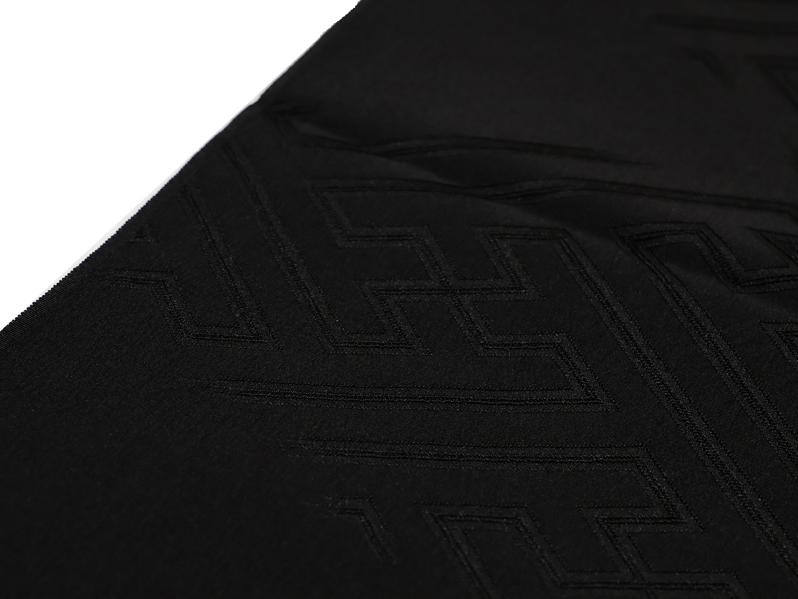 喪服用正絹帯揚げ「黒色の地にサヤ型の地模様」 | 帯あげ,帯揚げ(白色 