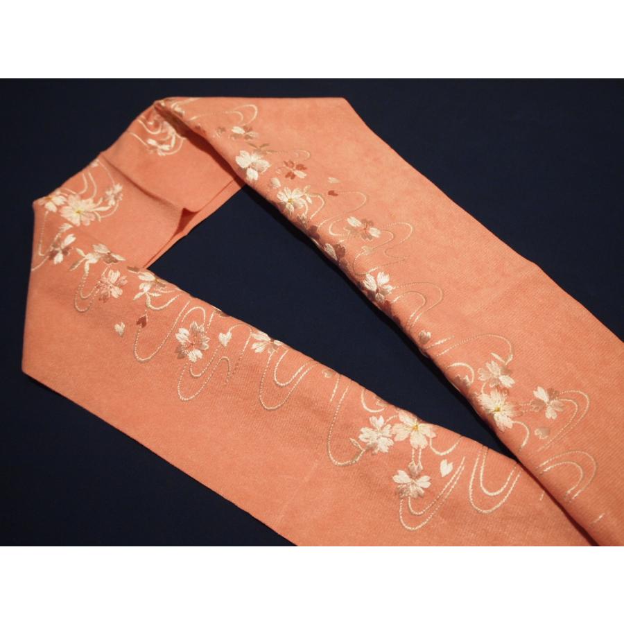 高級 付け下げ 正絹 袷 刺繍 サーモンピンク 暈し染め 地紋 4a14dfa085755d17f0277b453e4067