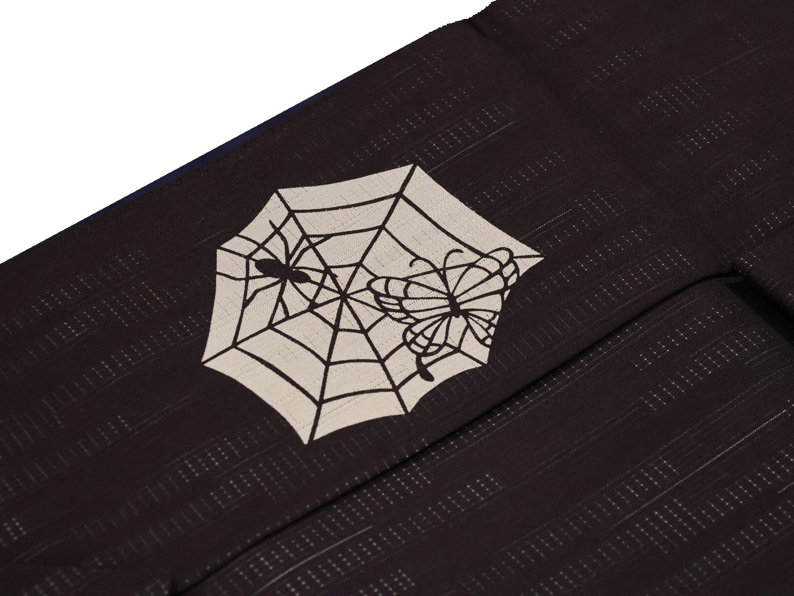 夏物正絹名古屋帯「茄子紺色の地にコウモリ、クモの柄」 | 帯,帯(夏物