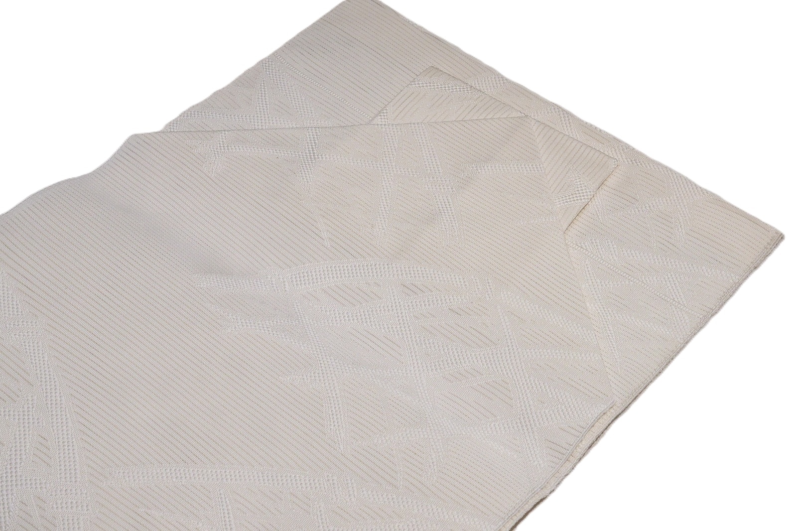 ★専用★開き帯 夏帯 絽　オフホワイト地　長さ3ｍ77.5㎝ お洒落 正絹 夏物正絹名古屋帯（絽）「オフホワイト色の地に光悦垣の地模様」 | 帯