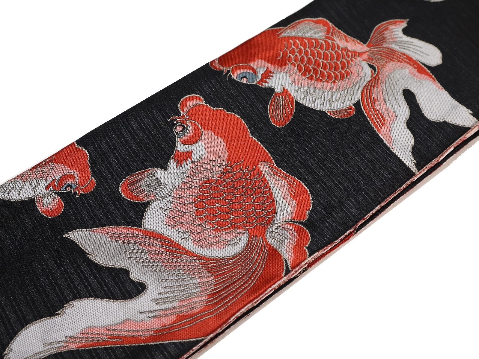 ポリエステル半幅帯「黒色の地に金魚」 | 帯,帯(半幅帯) | 新宿