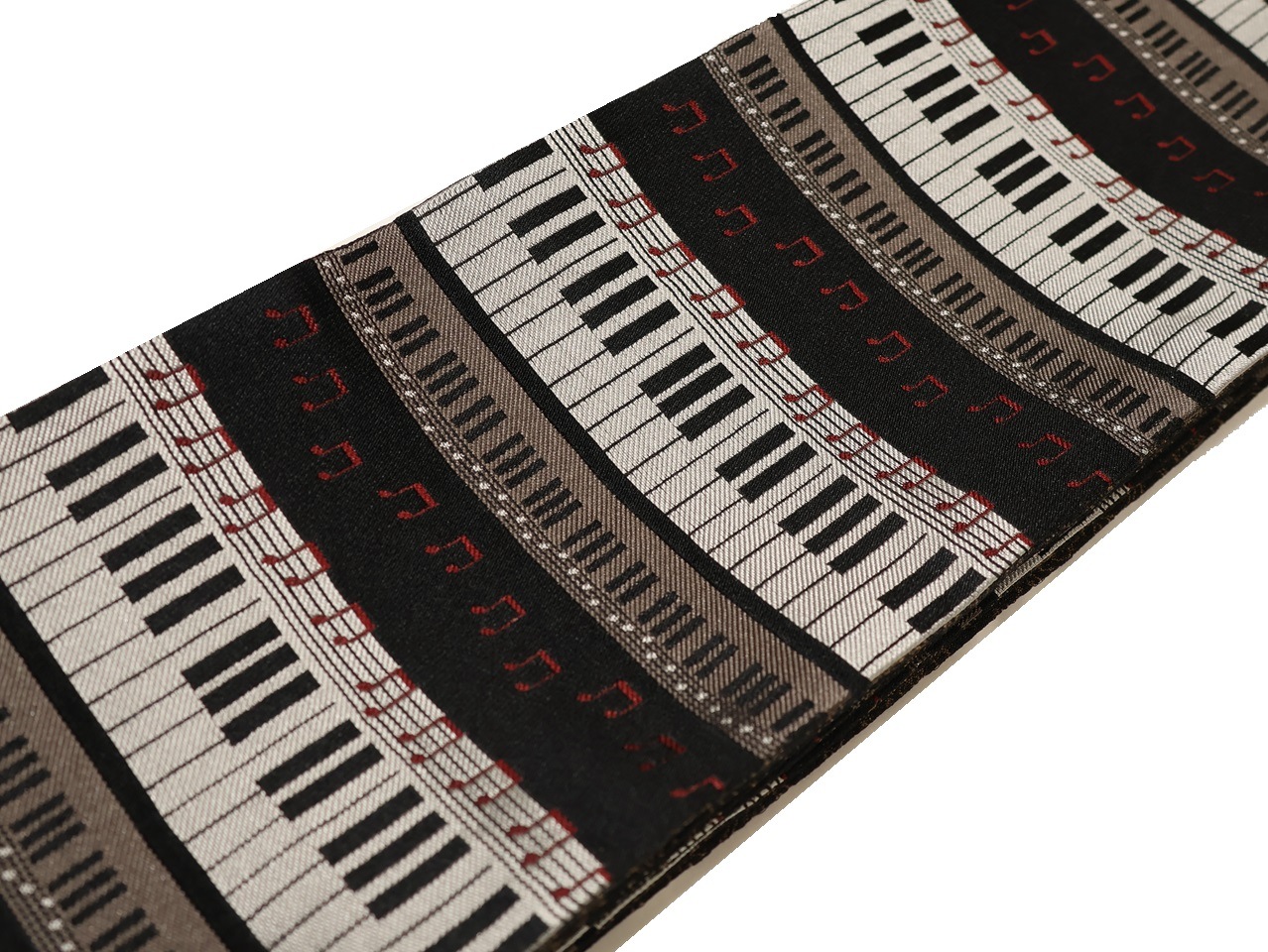 ポリエステル半幅帯「黒色の地にピアノの柄」 | 帯,帯(半幅帯) | 新宿