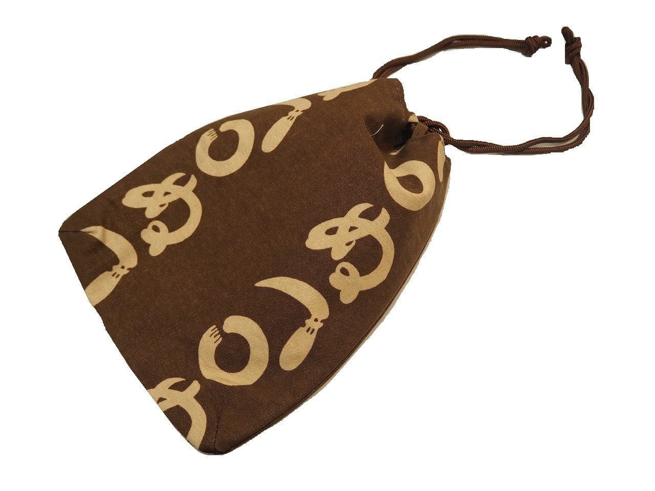 男物巾着（信玄袋）「茶色の地にかまわぬ模様」 | 和装バック,男物巾着