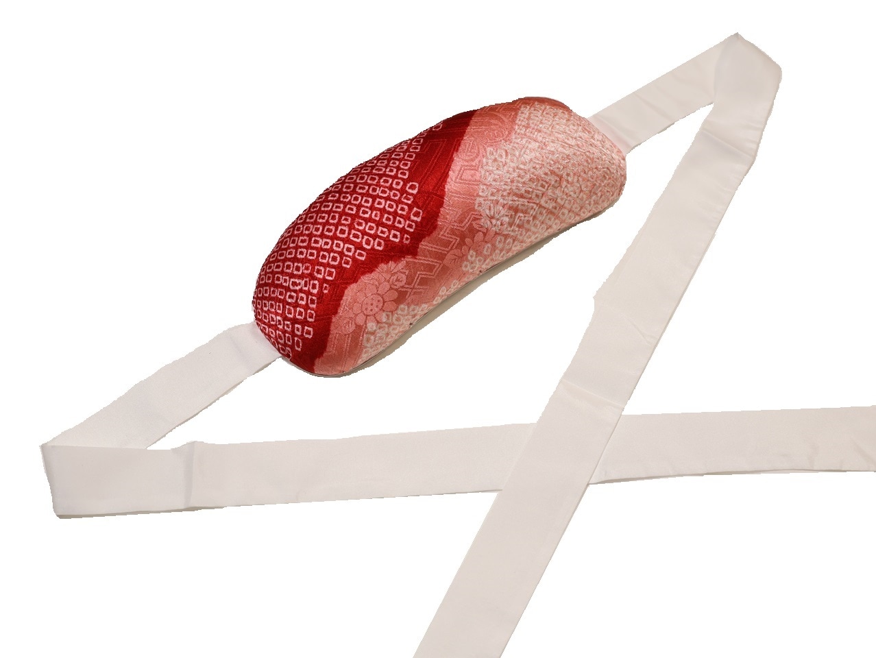 柄物帯枕「赤色とピンク色の地に絞りの鹿の子模様」 | 和装着付け小物