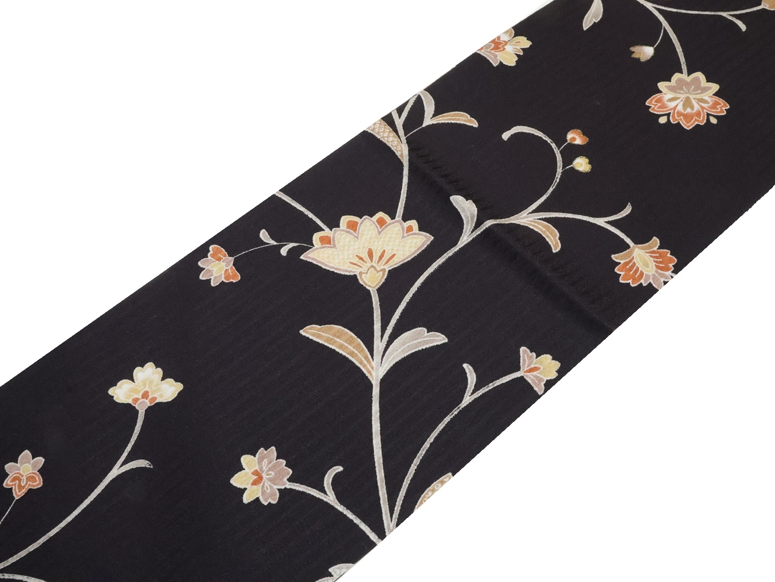 正絹半衿「黒紫色の地に唐花模様」 | 半衿、伊達衿,半衿(正絹/柄物