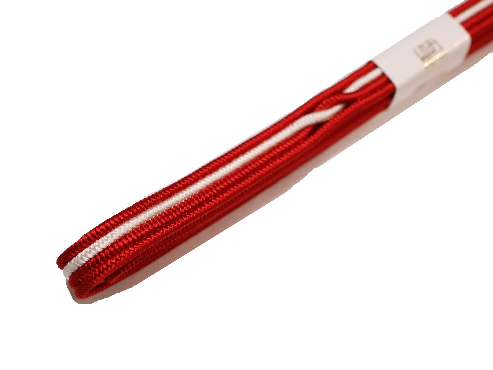 正絹帯締め(変わり房)「赤色の地に白色ライン」 | 帯締め,帯締め