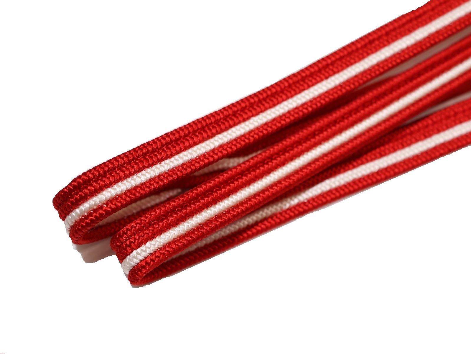 正絹帯締め(変わり房)「赤色の地に白色ライン」 | 帯締め,帯締め