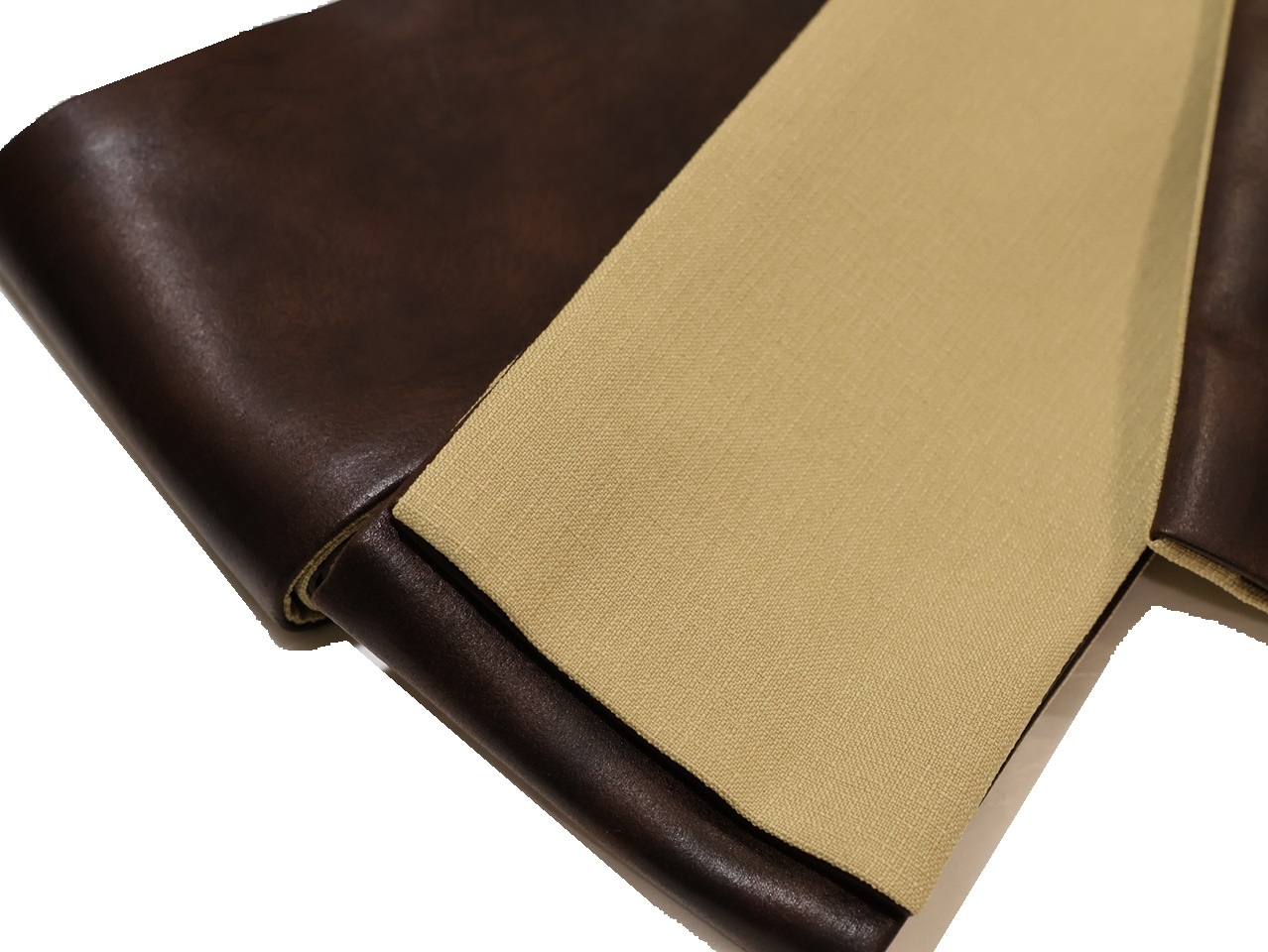 レザー風ポリエステル角帯「こげ茶色/ベージュ色」 | 帯,帯(角帯