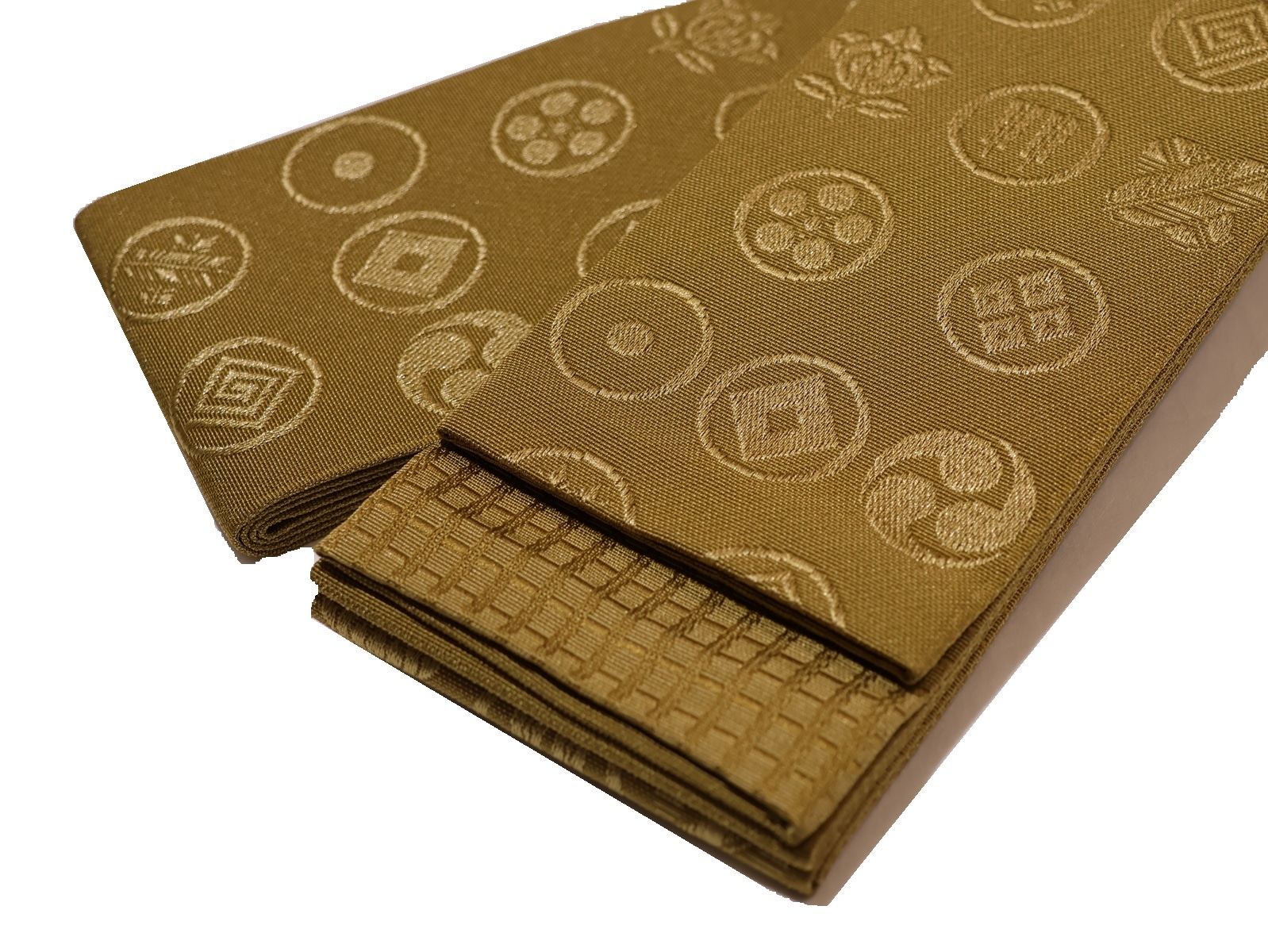 ポリエステル角帯「金茶色の地に丸紋の柄」 | 帯,帯(角帯) | 新宿津田