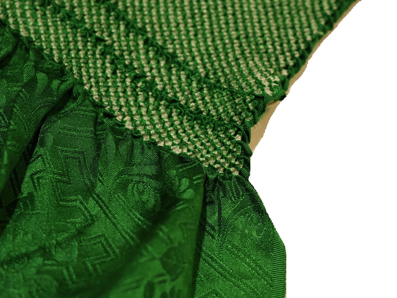 総絞り 鹿子絞り オレンジに緑の絞り染め 小紋 正絹 AK-4970 総絞り 鹿子絞り オレンジに緑の絞り染め 小紋 正絹 AK-4970