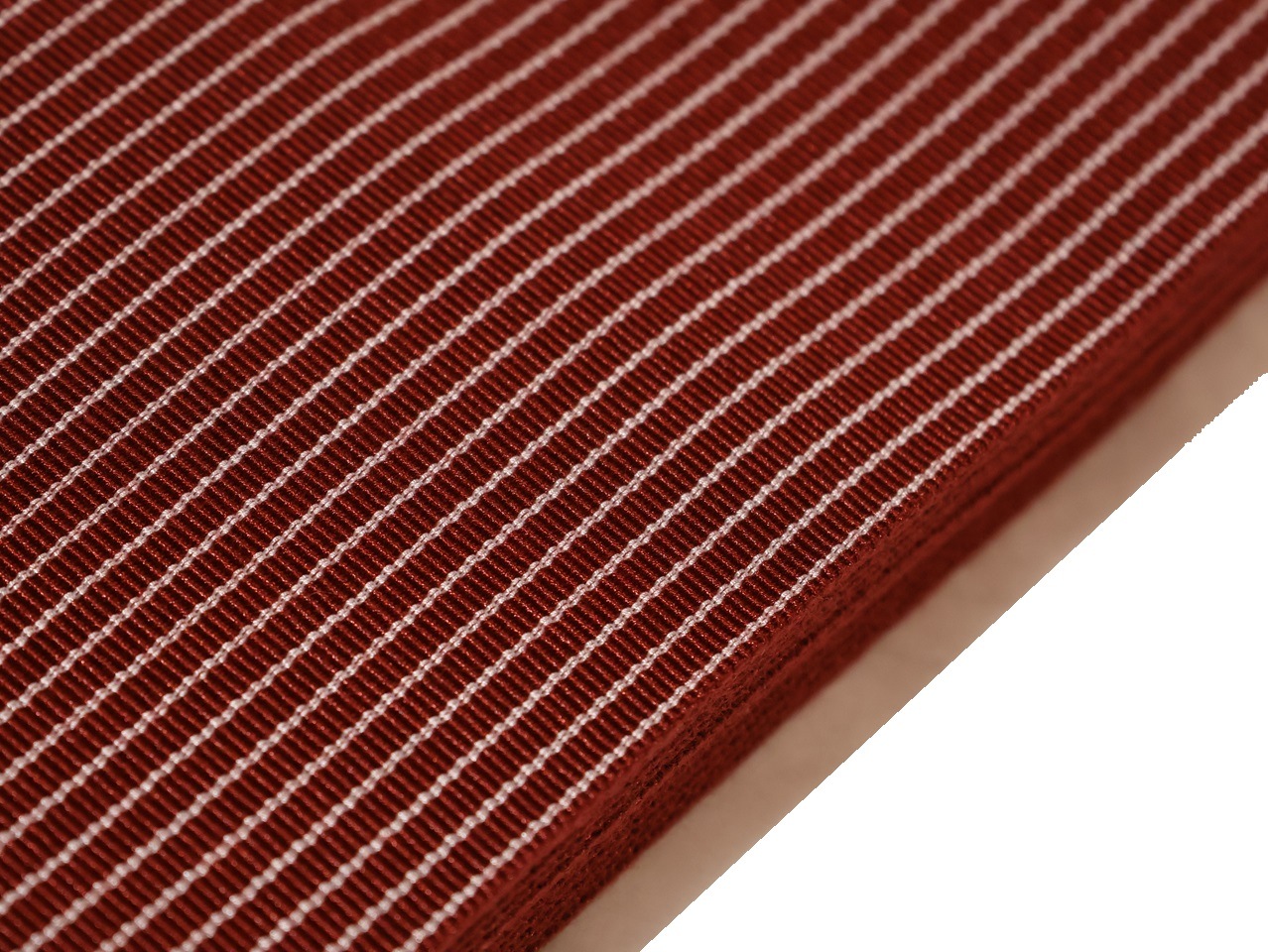 綿ポリエステル角帯「エンジ色の地に灰ピンク色の縞模様」 | 帯,帯