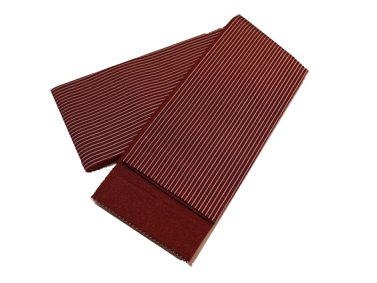 綿ポリエステル角帯「エンジ色の地に灰ピンク色の縞模様」 | 帯,帯