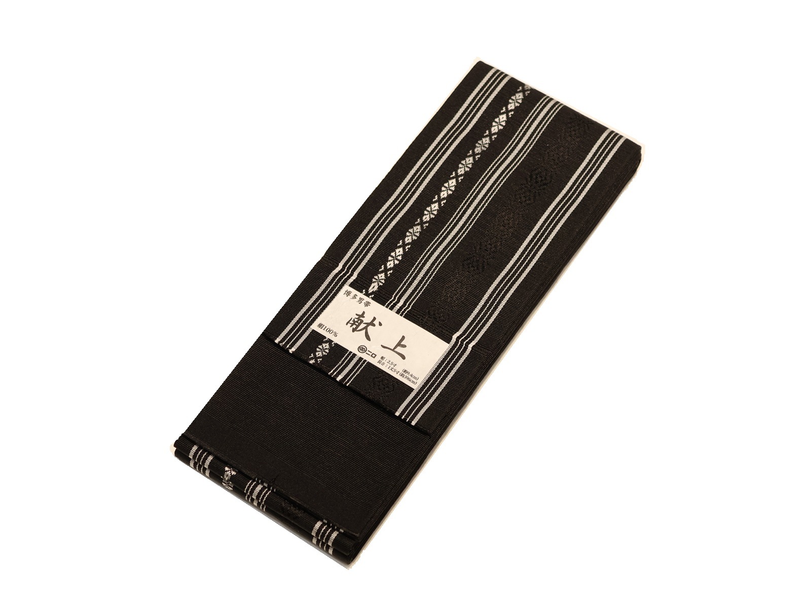 正絹博多織角帯「黒色の地にグレー色の博多献上模様」 | 帯,帯(角帯