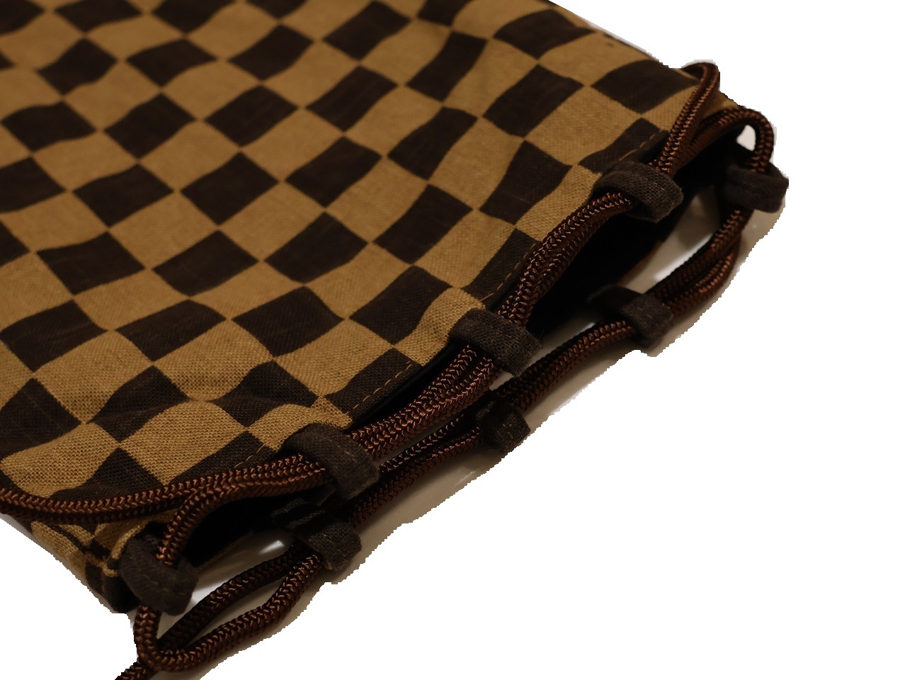男物巾着（信玄袋）「濃淡の茶色の市松模様」 | 和装バック,男物巾着