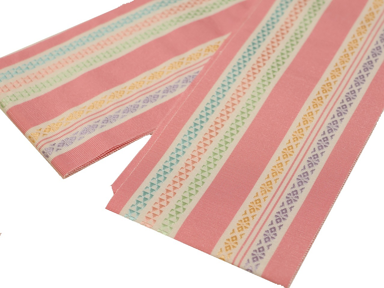 正絹博多織伊達締め「濃いピンク色の地に独鈷模様と鱗模様」 | 和装