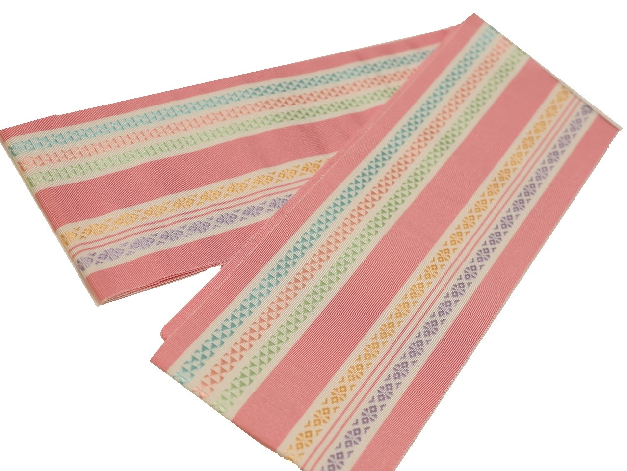 正絹　反物　ピンク　オレンジ　6点まとめ売り　　花柄　菱形模様 正絹 反物 ピンク オレンジ 6点まとめ売り 花柄 菱形模様 正絹 反物