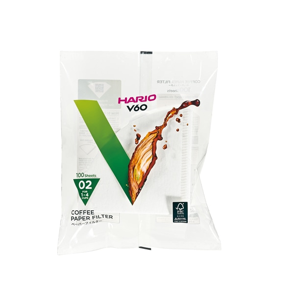 ハリオ HARIO V60用ペーパーフィルター酸素漂白02 100枚 VCF-02-100W