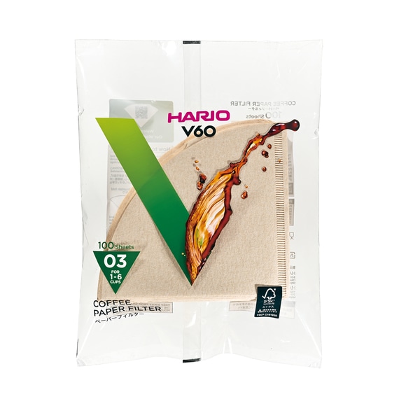 ハリオ HARIO V60用ペーパーフィルターみさらし03 100枚 VCF-03-100M