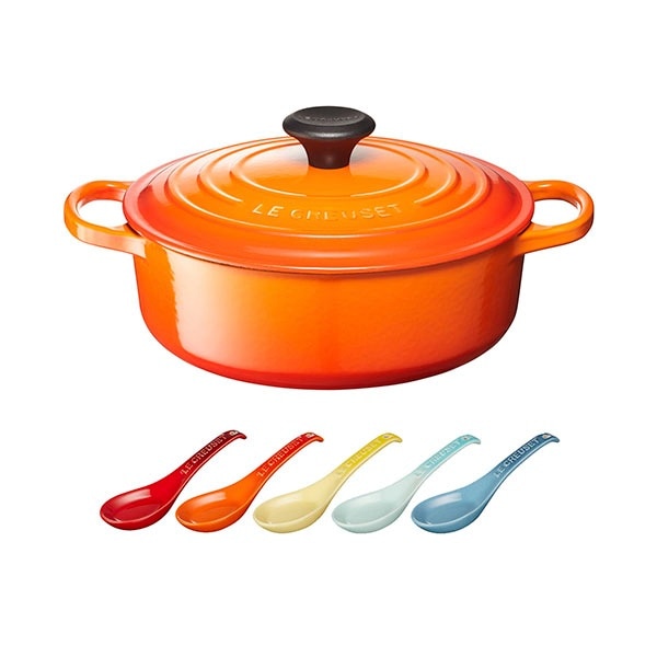 ル・クルーゼ LE CREUSET シグニチャー ココット・ジャポネーズ 24cm オレンジ セット 4110101470SET