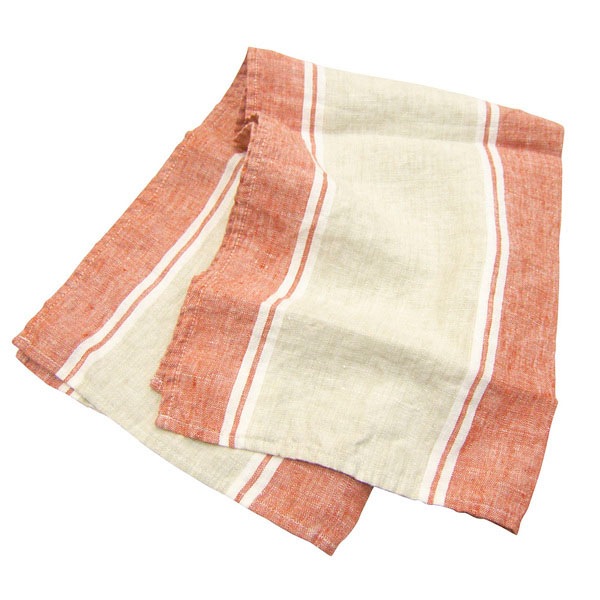 南海通商 リンネ Linne キッチンタオル ボーダー レッド/ベージュ 0118-049