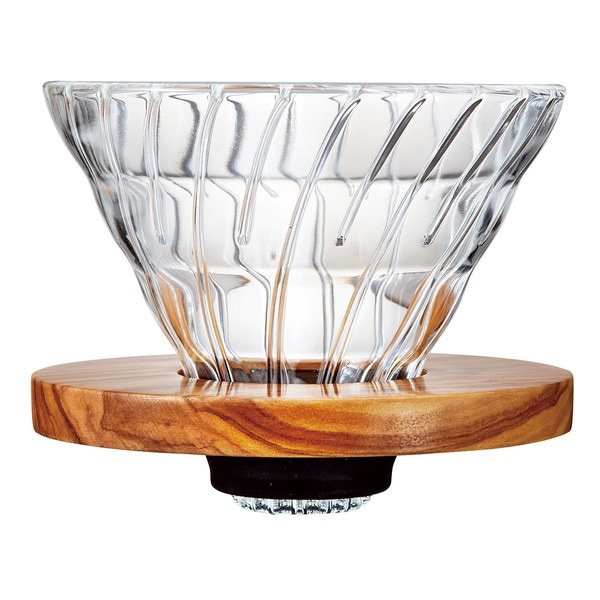 ハリオ HARIO V60 V60耐熱ガラス透過ドリッパーオリーブウッド VDGR-02-OV