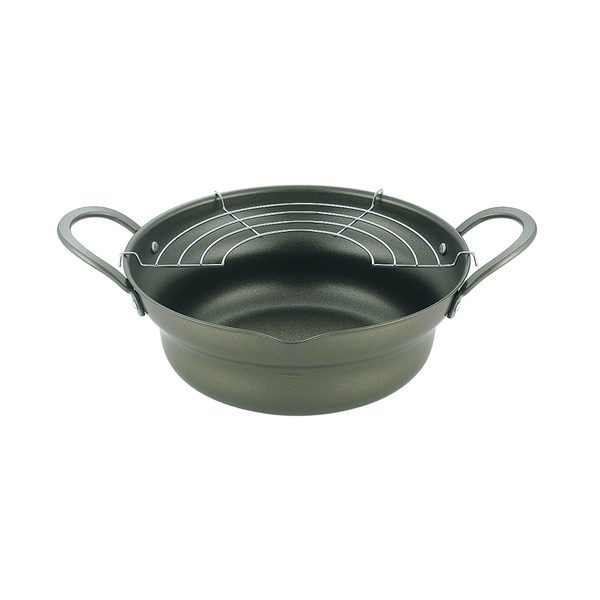 タマハシ 縁 広口揚げ鍋アミ付