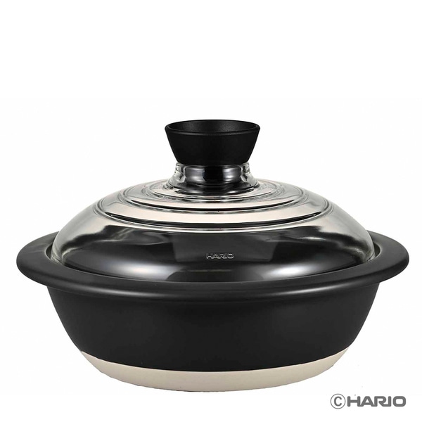 ハリオ HARIO フタがガラスの土鍋8号 GDN-225-B-W