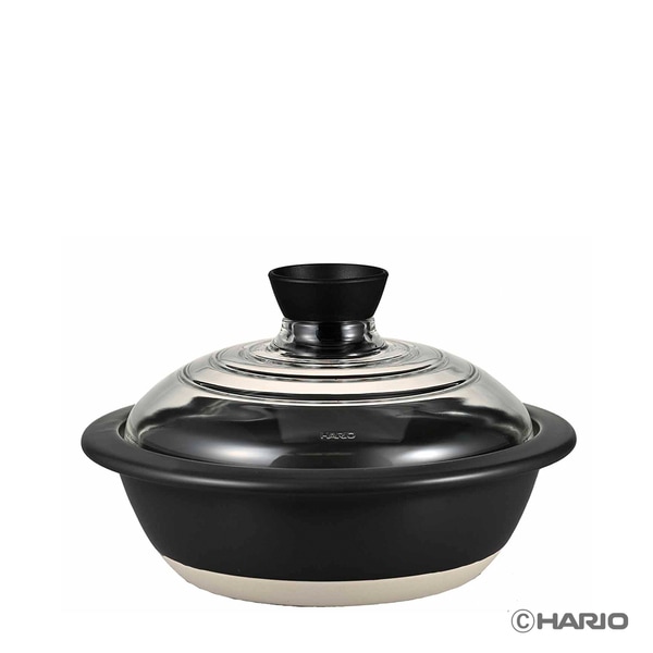 ハリオ HARIO フタがガラスの土鍋9号 GDN-255-B-W