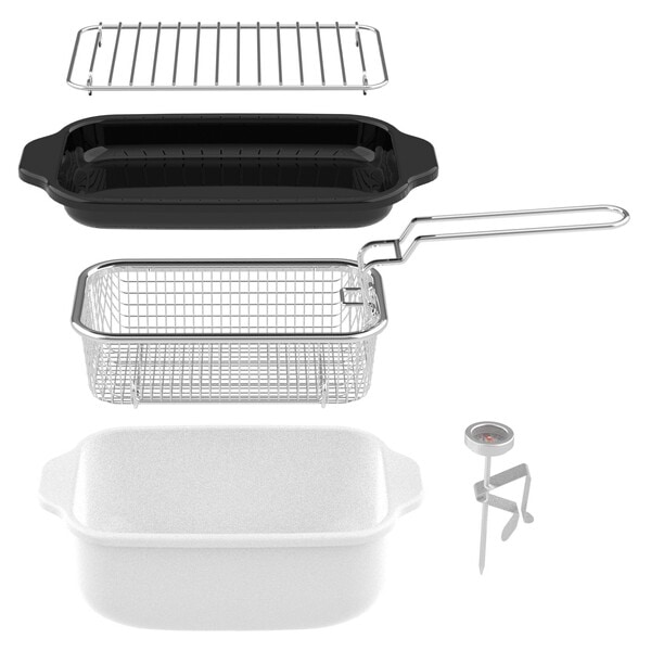 富士ホーロー 角型天ぷら鍋 フライヤーバスケット付き TP-20KFB.W