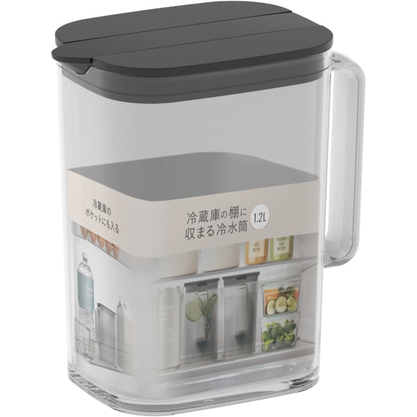 アスベル ASVEL ドリンクビオ 冷蔵庫の棚に収まる冷水筒 1.2リットル SP121 ブラック A8055-07